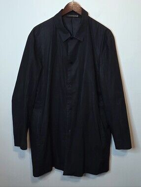 COS Men's Black Car Coat Jacket Mac Overcoat Size 42R Snap Button